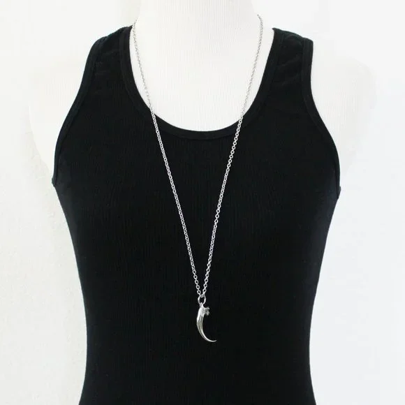 NEW Moon Raven Eagle Talon Claw Solid Stainless Steel Pendant Necklace 32" - Picture 6 of 11